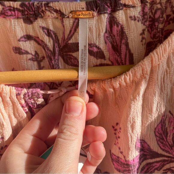 Free People Sunbaked Mini Dress Peach Combo XSmall Pink Purple Floral Mini - Picture 5 of 6